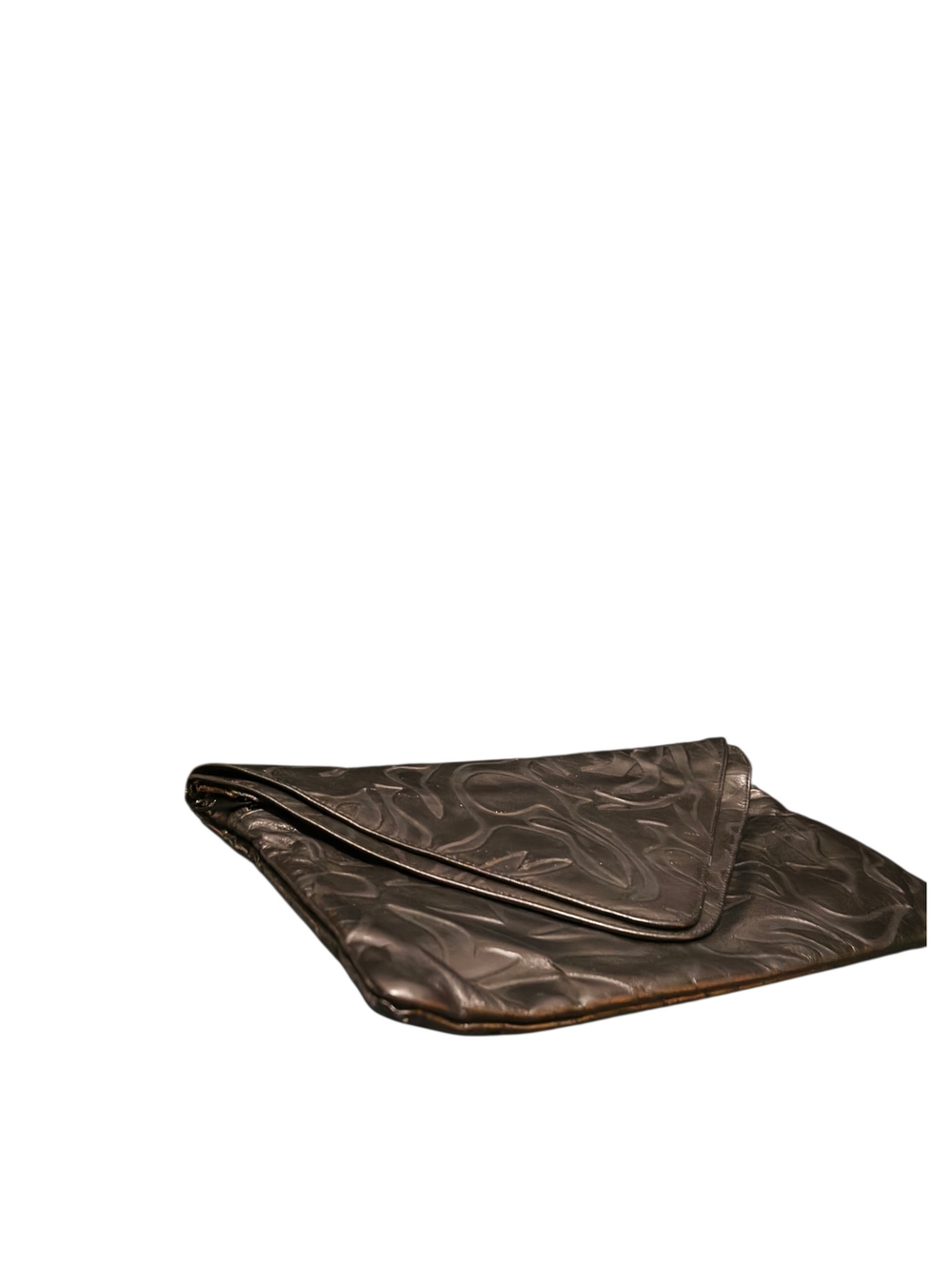 Vintage Embossed LEATHER Black Envelope Clutch - Picture 7 of 7